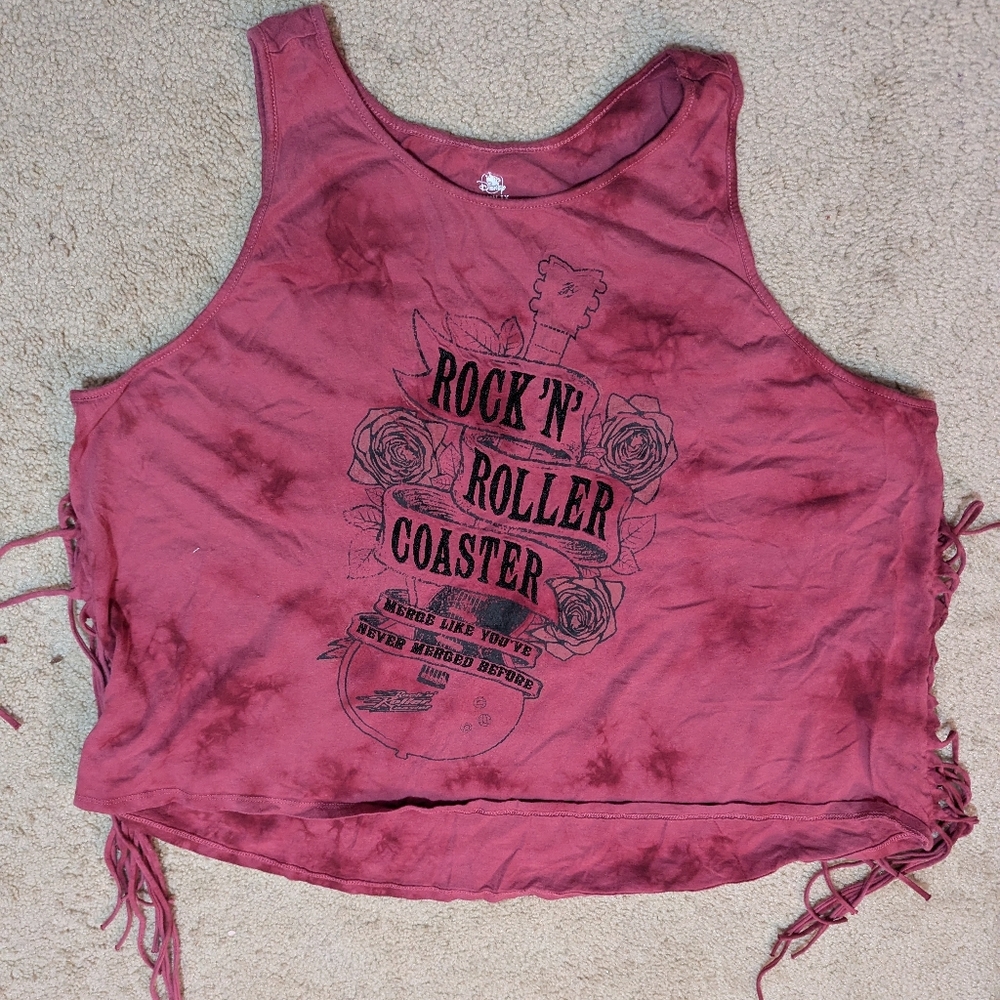 Disney Aerosmith Rock N Roller Coaster Fringe Tank Top